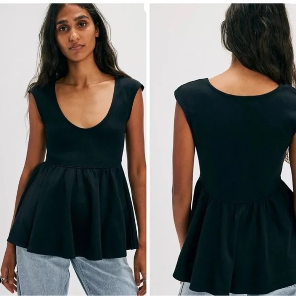 Free People Low Back Peplum Top - Picture 3 of 7